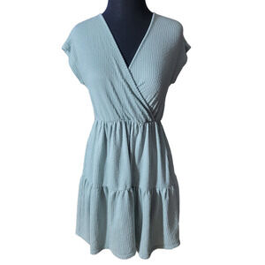 Caution To The Wind Sea Foam Green Textured Wrap Midi Dress